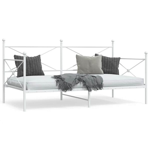vidaXL Lit de jour sans matelas blanc 100x190 cm acier