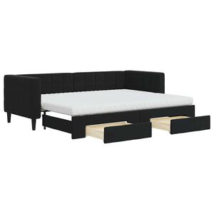 vidaXL Lit de jour avec gigogne et tiroirs noir 80x200 cm velours