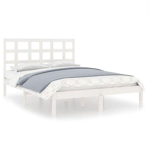 vidaXL Cadre de lit sans matelas blanc 140x190 cm bois massif
