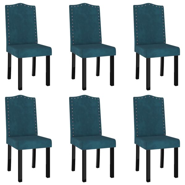 vidaXL Chaises &agrave; manger lot de 6 bleu velours