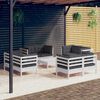 vidaXL Salon de jardin 9 pcs avec coussins anthracite bois de pin