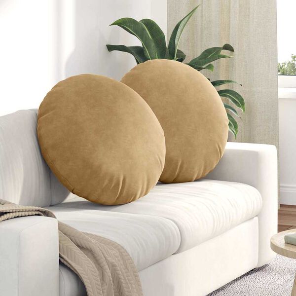 vidaXL Coussins de si&egrave;ge 2 pcs Marron &Oslash; 80 x 29 cm Velours