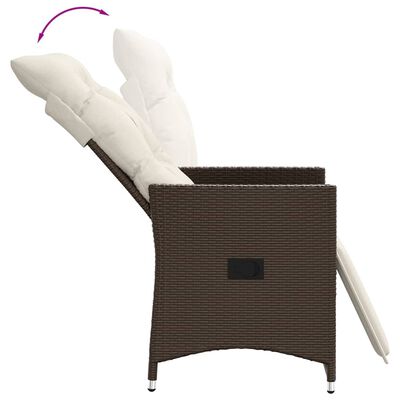 vidaXL Chaises inclinables de jardin lot de 2 et coussins marron rotin