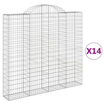 vidaXL Paniers à gabions arqués 14 pcs 200x30x180/200 cm Fer galvanisé