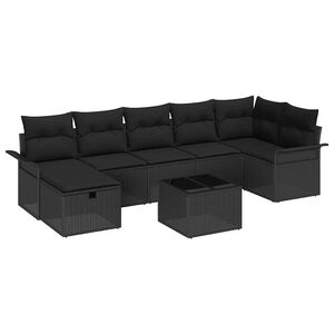 vidaXL Ensemble de canap&eacute; de jardin avec coussin 8 pcs Noir Poly rotin