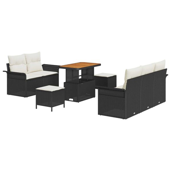 vidaXL Ensemble de canap&eacute; de jardin avec coussin 8 pcs Noir et Cr&egrave;me