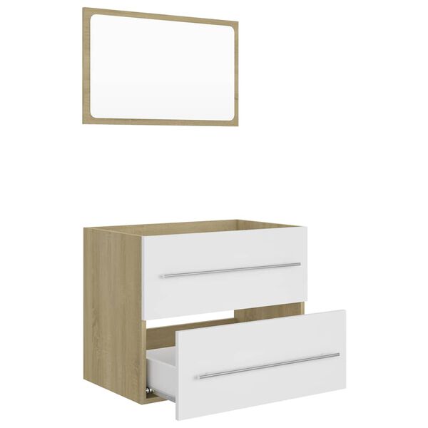 vidaXL Ensemble de meubles de salle de bain 2pcs Blanc et ch&ecirc;ne sonoma