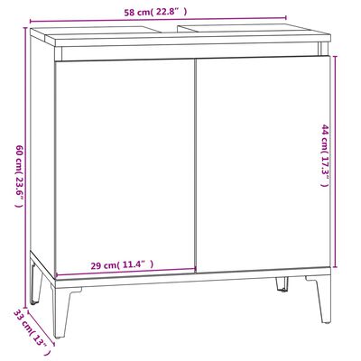 vidaXL Meuble d'évier blanc brillant 58x33x60 cm bois d'ingénierie