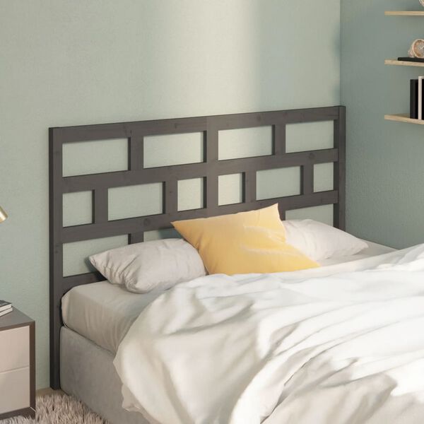 vidaXL T&ecirc;te de lit Gris 156x4x100 cm Bois massif de pin