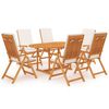 vidaXL Ensemble &agrave; manger de jardin 7 pcs coussins Bois de teck massif