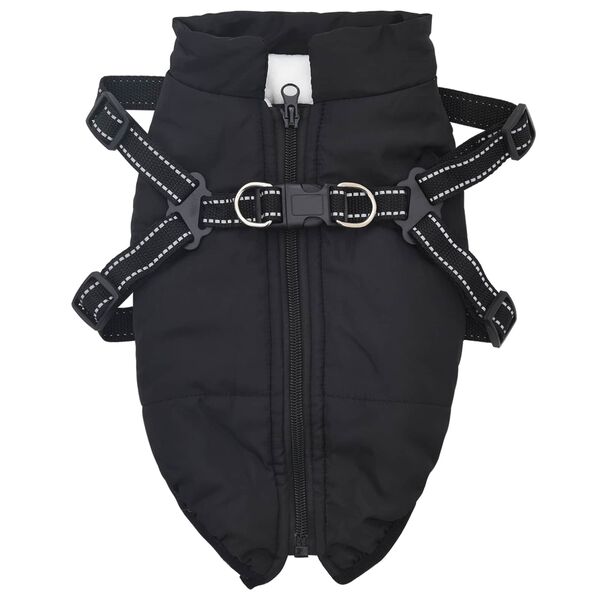 vidaXL Manteau pour chien avec harnais Noir M Fleece et Polyester