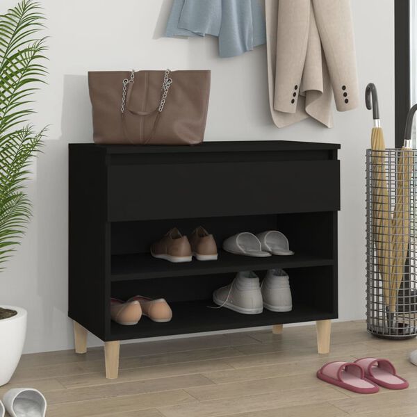 vidaXL Armoire &agrave; chaussures Noir 70x36x60 cm Bois d'ing&eacute;nierie