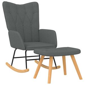 vidaXL Chaise &agrave; bascule avec repose-pied Gris fonc&eacute; Tissu
