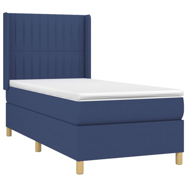 vidaXL Sommier &agrave; lattes de lit matelas et LED Bleu 90x190 cm Tissu