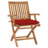 vidaXL Chaises de jardin lot de 2 et coussins rouge Bois teck massif