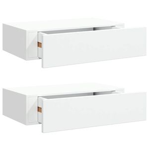 vidaXL &Eacute;tag&egrave;res &agrave; tiroirs murales 2 pcs Blanc 40x23,5x10 cm MDF