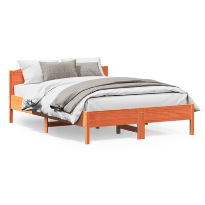vidaXL Cadre de lit et tête de lit cire marron 160x200 cm bois de pin