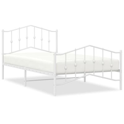 vidaXL Cadre de lit métal sans matelas et pied de lit blanc 100x200 cm