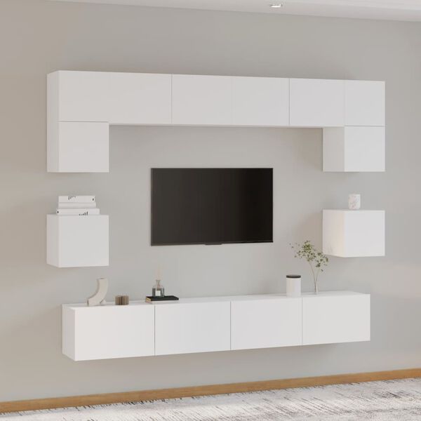 vidaXL Ensemble de meubles TV 8 pcs Blanc Bois d'ing&eacute;nierie