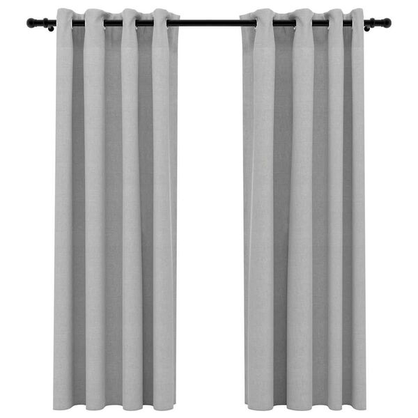vidaXL Rideaux occultants Aspect lin avec œillets 2 pcs Gris 140x175cm