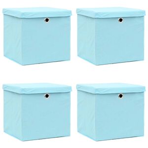 vidaXL Bo&icirc;tes de rangement avec couvercles 4 pcs 28x28x28cm Bleu azur&eacute;