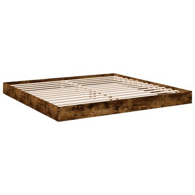 vidaXL Cadre de lit chêne fumé 200x200 cm bois d'ingénierie