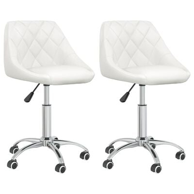 vidaXL Chaises pivotantes à manger lot de 2 blanc similicuir