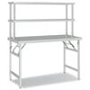 vidaXL Table de travail de cuisine avec &eacute;tag&egrave;re 120x60x145 cm Inox