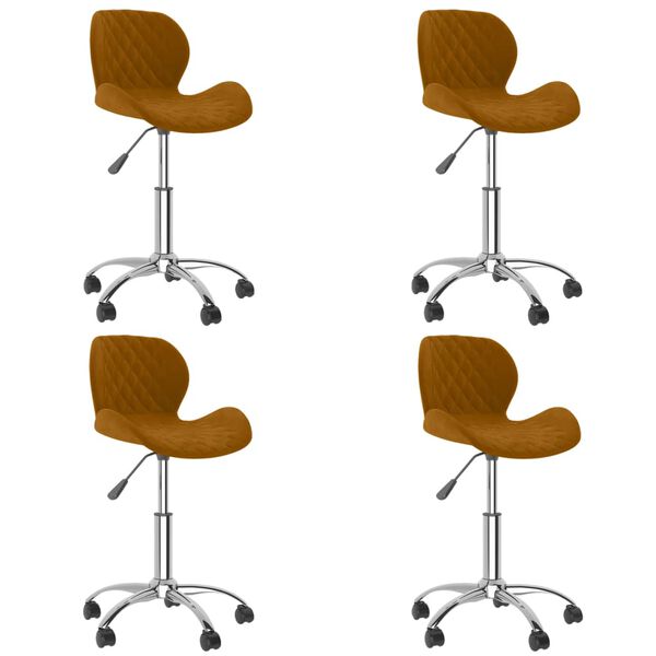 vidaXL Chaises &agrave; manger pivotantes lot de 4 Marron Velours