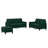 vidaXL Ensemble de canap&eacute;s 3 pcs avec coussins Vert fonc&eacute; Velours