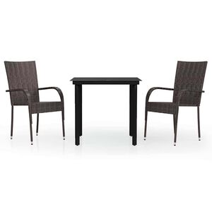 vidaXL Ensemble &agrave; manger de jardin 3 pcs Marron et noir