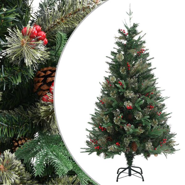 vidaXL Sapin de No&euml;l avec pommes de pin Vert 150 cm PVC et PE