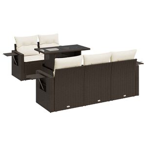 vidaXL Salon de jardin avec coussins 6 pcs marron r&eacute;sine tress&eacute;e
