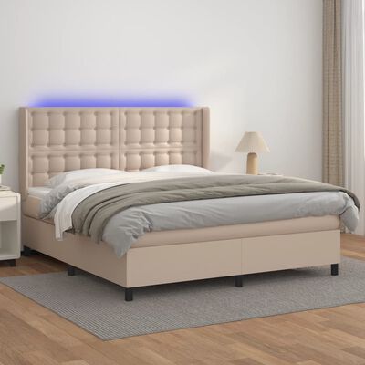 vidaXL Sommier à lattes de lit matelas LED Cappuccino 160x200 cm