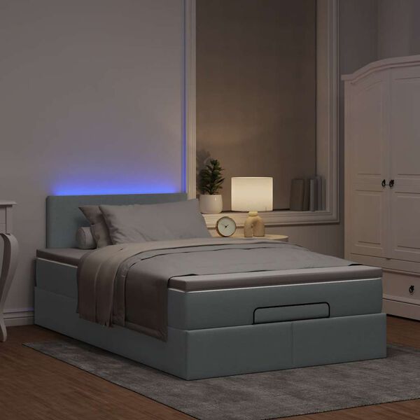 vidaXL Lit ottoman avec matelas gris clair 120x200 cm tissu