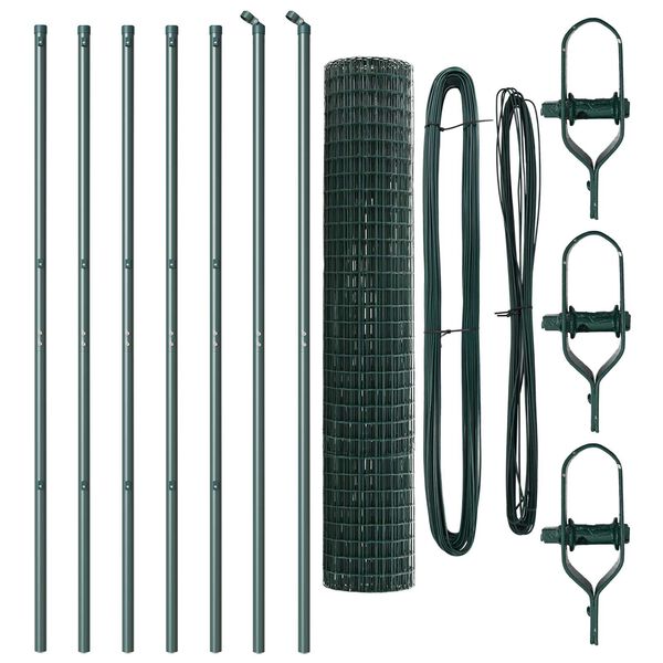 vidaXL Cl&ocirc;ture avec poteau Vert 1,6 x 10 m Acier et PVC