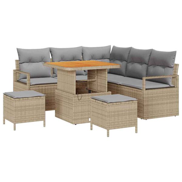 vidaXL Ensemble de canap&eacute; de jardin avec coussin 8 pcs Beige polyrotin