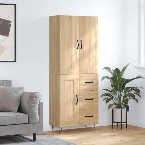 vidaXL Buffet haut Ch&ecirc;ne sonoma 69,5x34x180 cm Bois d'ing&eacute;nierie