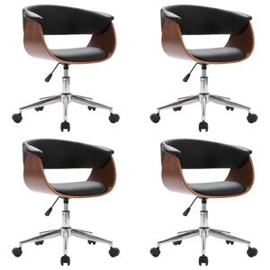 vidaXL Chaises pivotantes &agrave; manger lot de 4 Noir Similicuir