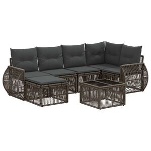 vidaXL Ensemble de canap&eacute; de jardin 7 pcs Gris et Gris fonc&eacute; polyrotin