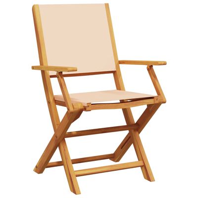 vidaXL Chaises de jardin lot de 2 beige bois d'acacia massif et tissu