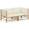 vidaXL Salon de jardin 2 pcs avec coussins blanc cr&egrave;me bambou