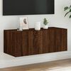 vidaXL Meuble TV mural avec lumi&egrave;res LED ch&ecirc;ne marron 80x35x31 cm