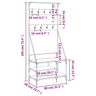 vidaXL Porte-vêtements et rangement des chaussures chêne sonoma