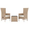 vidaXL Ensemble de salon de jardin 3 pcs beige poly rotin et acier