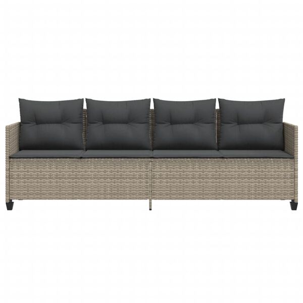 vidaXL Chaise longue avec coussins gris clair r&eacute;sine tress&eacute;e