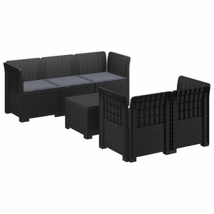 vidaXL Canap&eacute; de Jardin 5 Places avec Coussins Aspect Rotin PP
