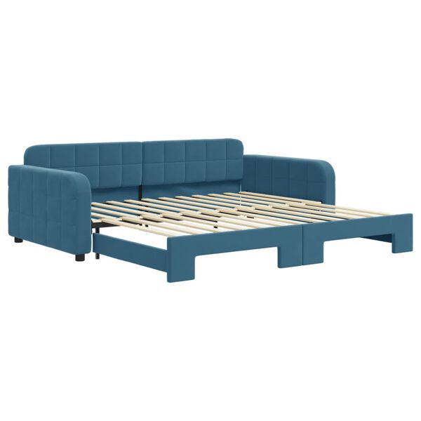 vidaXL Lit de jour avec gigogne sans matelas bleu 100x200 cm