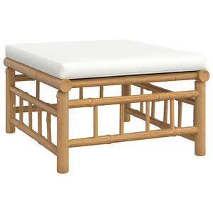 vidaXL Repose-pieds de jardin avec coussin blanc cr&egrave;me bambou
