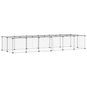 vidaXL Cage animaux de compagnie &agrave; 28 panneaux et porte Noir 210x70x35 cm